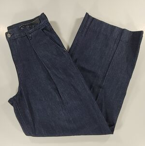 NEW Banana Republic Jeans Wide-Leg Pleated High Rise Dark Wash Trouser Womens 28